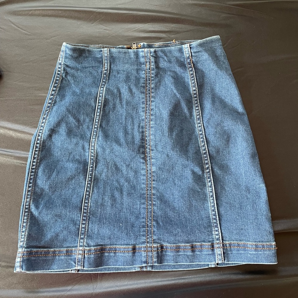 Free People Blue Knee-Length Pencil Skirt